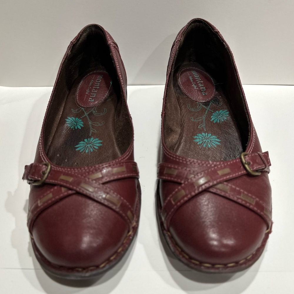 Montana Artisan leather slip-ons| Size 10 | burgundy/dark brown; Worn once!